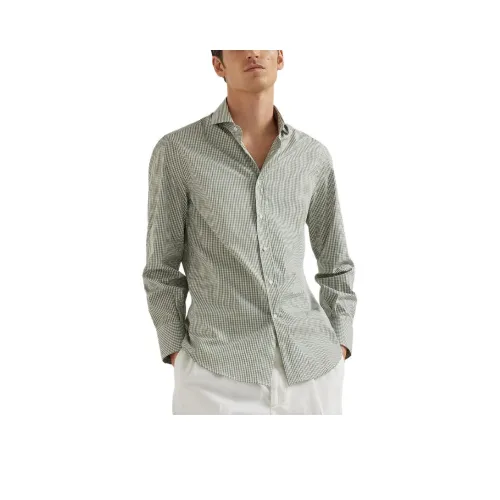 BRUNELLO CUCINELLI Зеленые Мужские Рубашки