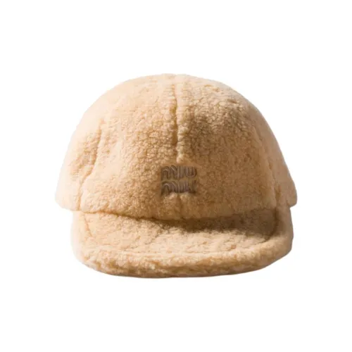 MIU MIU Хлопковые кепки унисекс абрикосового цвета