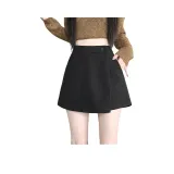 Черные шерстяные шорты-юбка