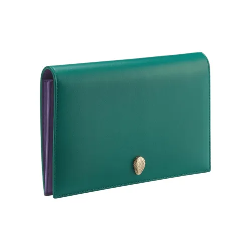 BVLGARI Serpenti Forever Кошелек из телячьей кожи унисекс зеленый