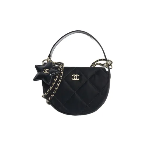 CHANEL NEIGE Ski Series Велюр Эффект Нейлон с Блестящим Плиссированным Телячьей Кожей Сумка Женская Черная