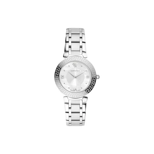 VERSACE Женские часы Кварцевый механизм Ремешок из нержавеющей стали Серебристый циферблат