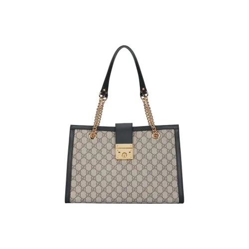 GUCCI Сумка с подвесным замком холст и кожа сумка через плечо среднего размера женская цвет эбеновое дерево и черный