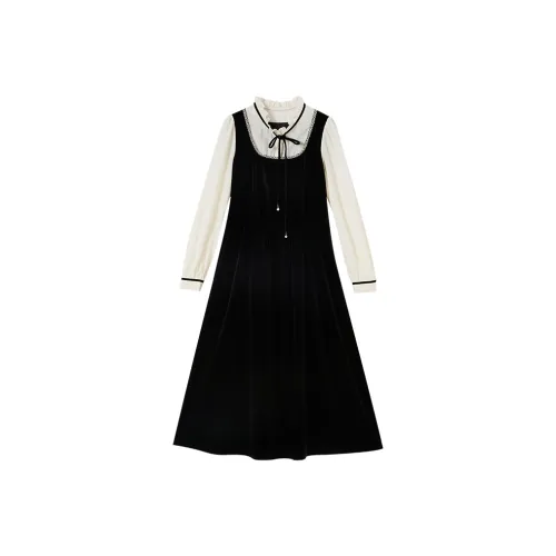 XIANGYING Длинное платье с длинными рукавами женское