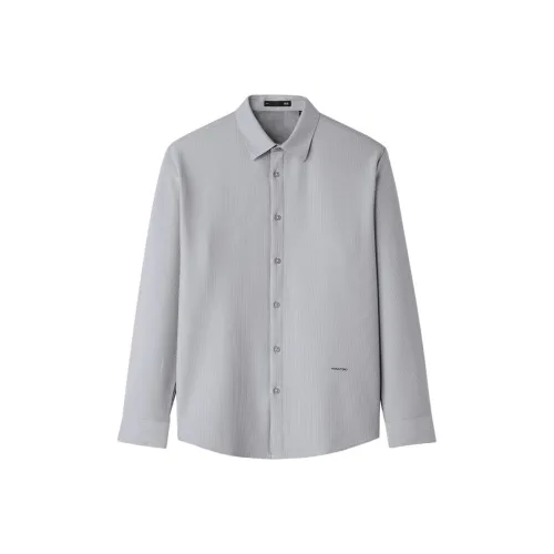 HLA Средне-серый Полосы 9E Мужские Рубашки