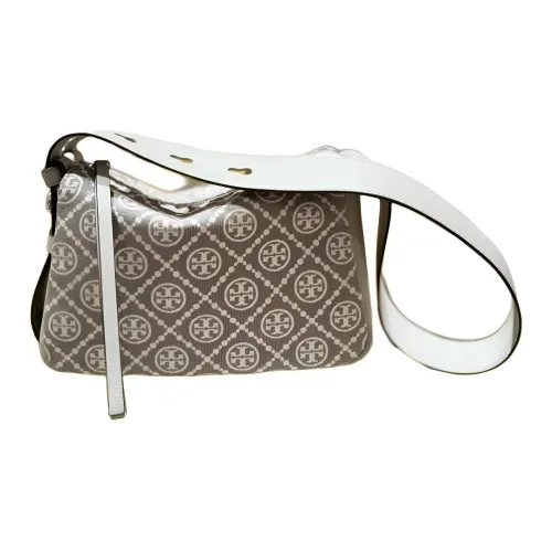 TORY BURCH Romy Ткань Коровья Кожа Плечевая Сумка Маленькая Женская Серого цвета