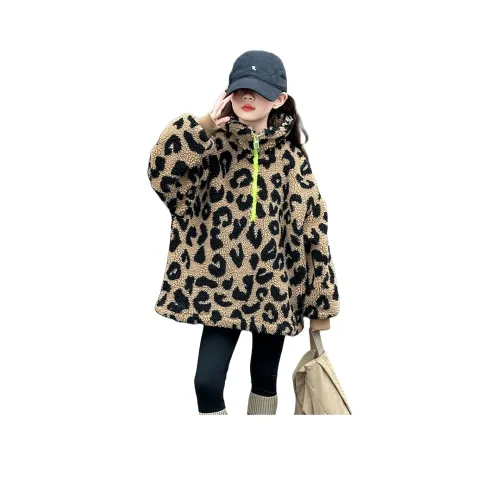 MADALLO Кофейный леопард с принтом детские утеплённые куртки