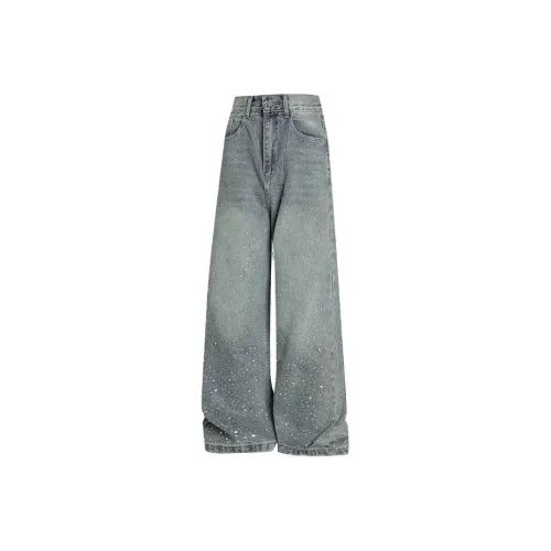 ZHYJ Синий Унисекс Джинсы