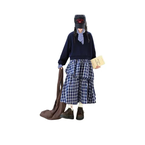 TONYBEAR Свитшот Платье в клетку Одежда Наборы Юбка Комплекты для школьниц