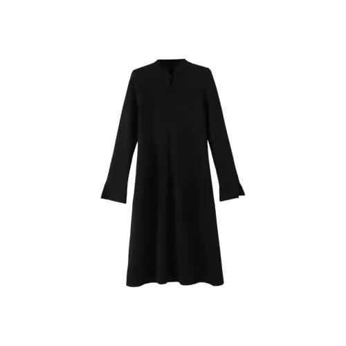 Late White Черный Женские Длинные Платья с Рукавами