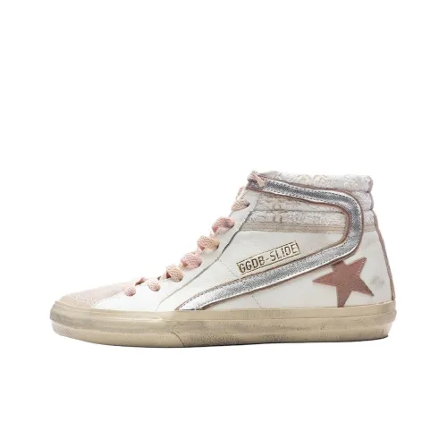 Golden Goose Slide High Топ Скейтборд Кроссовки Женские Белые Розовые