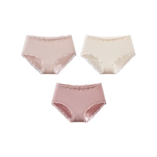 BANDGEWOO Трехкомпонентный комплект [Светлый Бежевый Желтый Элегантный Розовый Дымчатый Розовый Марля] Женские трусики-бикини