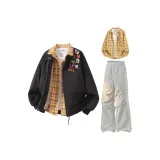 Янтарный Черный+Желтый Рубашка+Светло-Серые Штаны