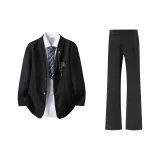 Черная и белая рубашка + галстук + черные брюки для костюма