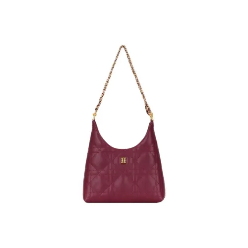 ELLE Коровья кожа Сумка через плечо Стандартная Женская Бургунди Черная Кожа