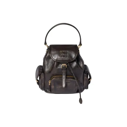 MIU MIU Lambskin Backpack Women's Coffee