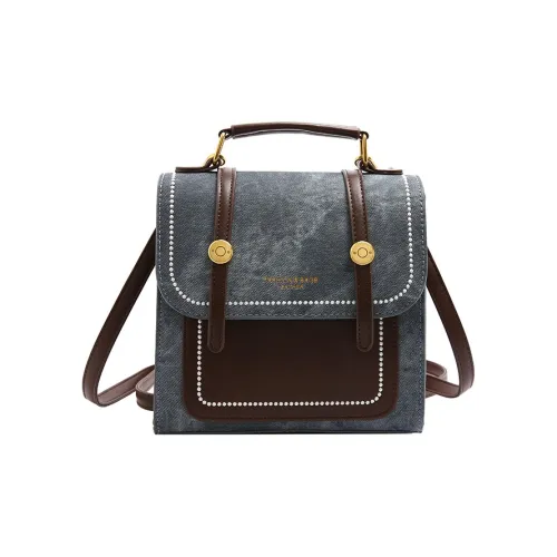 BRABOSTON ПУ (полиуретан) Рюкзак Унисекс Синий Темный чайный Светло-серый