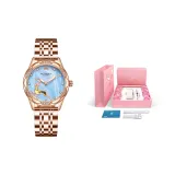 Розовый корпус, синий циферблат, стальной браслет + коробка + браслет + ремешок