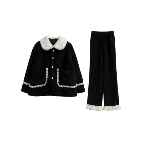 Daiyindie Осенние и зимние пижамы для женщин утолщенные с флисовой подкладкой термические коралловый флис наборы одежды