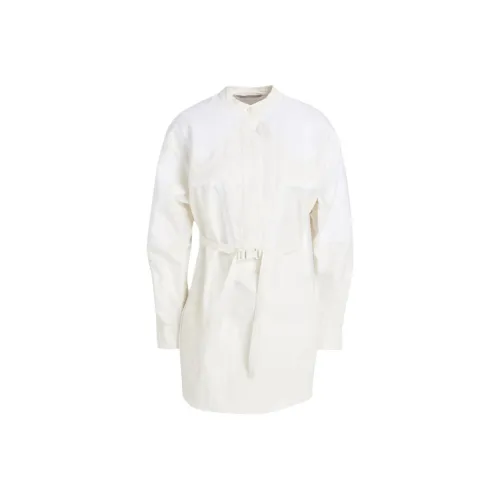 Stella McCartney Белые Женские Длинные Платья с Длинными Рукавами