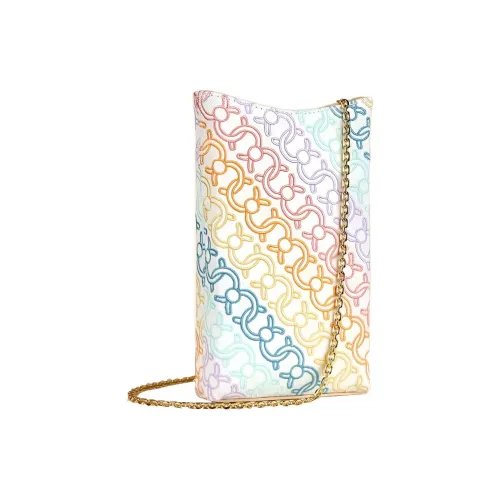 CAFUNE Переработанный холст с кожей одно плечо через плечо чехол для телефона женский нежно-розовый многоцветный