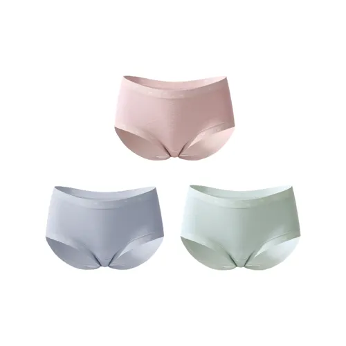 BANDGEWOO Трехкомпонентный комплект [Aqua Blue + Light Pink + Pea Green] Женские трусики-бикини