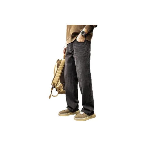 LUJIEBANG Выстиранные Черные Мужские Джинсы