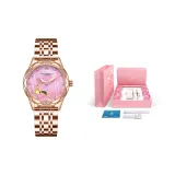 Розовый корпус, розовый циферблат, розовый стальной браслет + коробка + браслет + ремешок