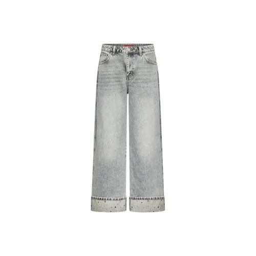 URBAN REVIVO Medium Gray Women's Jeans URBAN REVIVO Средне-серые Женские Джинсы