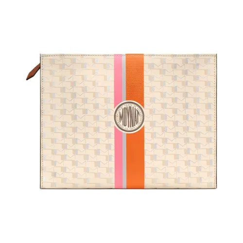 Moynat Холст 1920 Холст Клатч Женский Экрю Коричневый