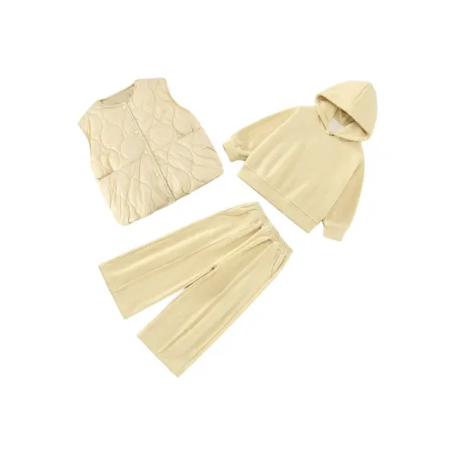 ZHIO Желтый Свитшот + Штаны + Жилет Комплект Одежды Школьный возраст Повседневная Спортивная Одежда