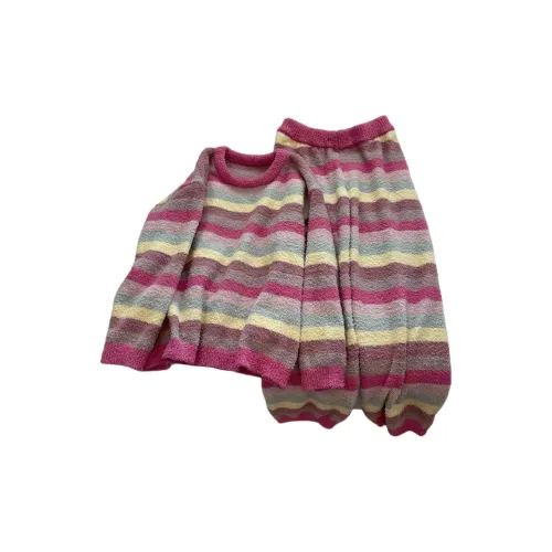 WANANNI Pink Stripes Women's Pajama Sets WANANNI Розовые Полосы Женские Пижамные Комплекты