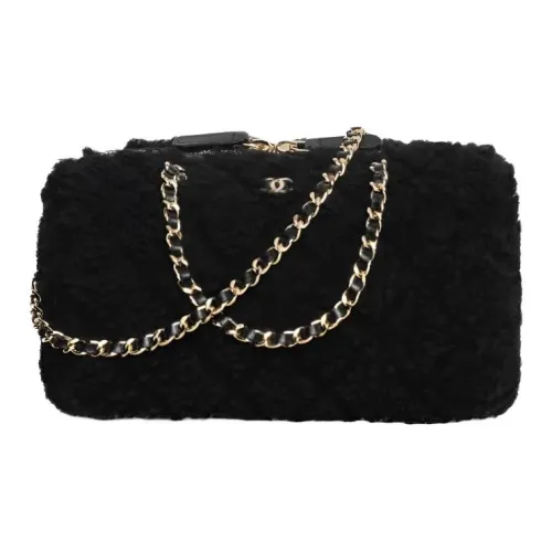CHANEL Двойная сторона шерстяная овчина сумка через плечо женская черная