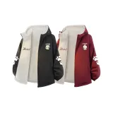 Пара Пуховые Куртки Комплекты [Черный Синий Кот + Винный Красный Кот]