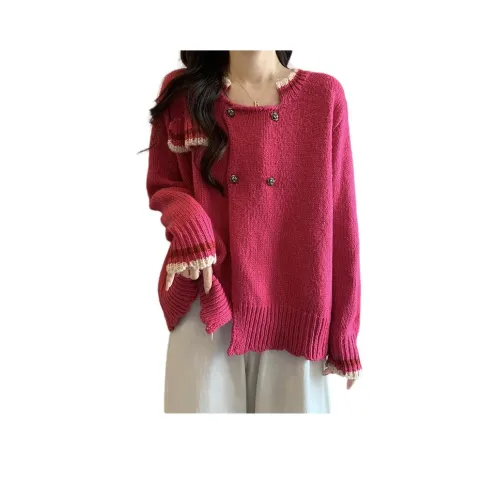 YOUSEKOO Pink Red Women's Knitted Clothing