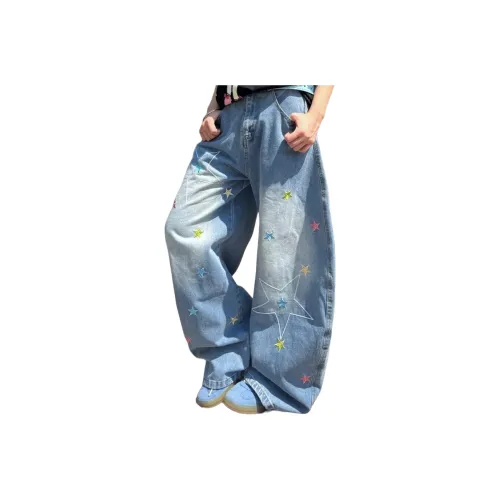 YGHOME OFFICIAL Синий [С принтом] Качество Стиль 2,0 Унисекс Джинсы