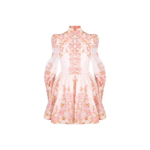 Zimmermann Розовый Женские Длинные Платья с Длинными Рукавами