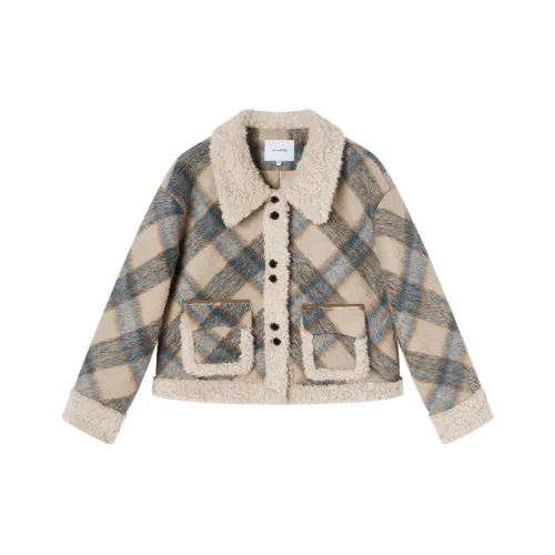 XIANGYING Синий Клетка Женский Короткий Пальто