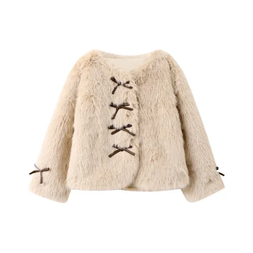 Mu Qingqing Бежево-абрикосовый Kids Натуральный и искусственный мех