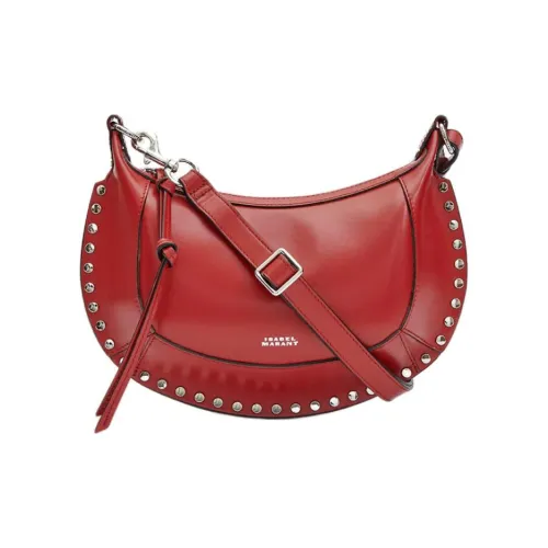 ISABEL MARANT Oskan Moon Телячья кожа Полумесяц Сумка Плечевая Сумка Женская Темно-красная