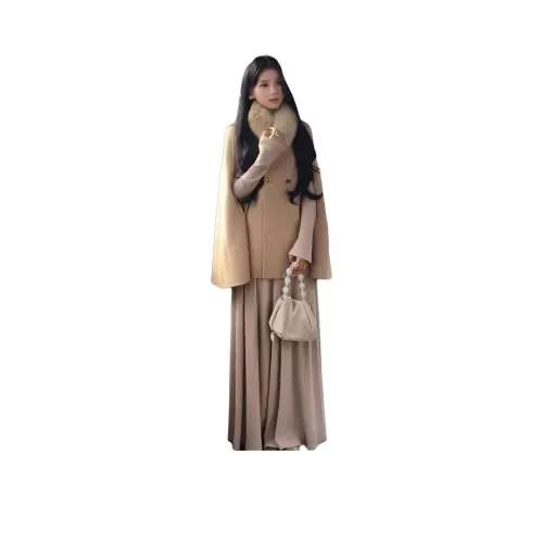 SKYA Хаки с съемным меховым воротником женские плащи