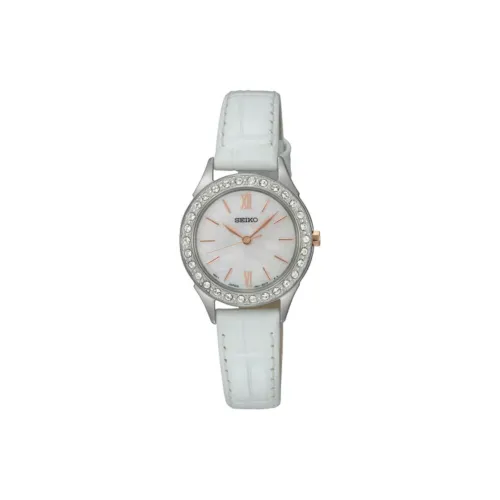 SEIKO Кварцевый механизм кожаный ремешок часы 24 мм женские жемчужная раковина цвет циферблата