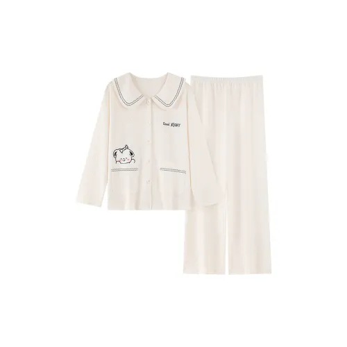 XIAFENYAN Бежевый Абрикос Женские Пижамные Комплекты