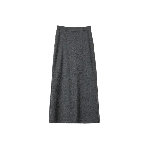 Late White Темно-серый Женские Повседневные Длинные Юбки