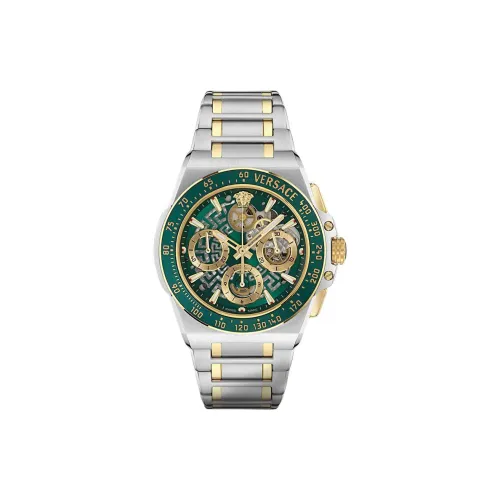 VERSACE Мужские часы Автоматический механический механизм ремешок из нержавеющей стали 43 мм зеленый циферблат