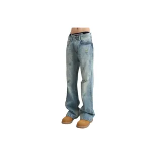 SENJIALUO Синий Мужской Джинсы
