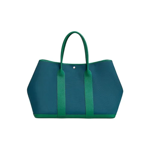 HERMES Garden Party Холст с кожей Сумка Мужской Blue Ocean Dazed
