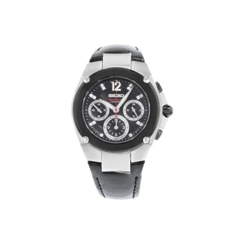 SEIKO Кварцевый механизм кожаный ремешок часы 40 мм женские черный циферблат