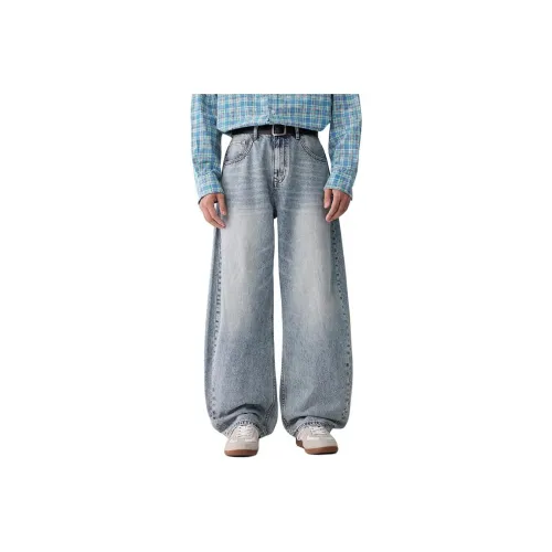 CHAORENBANG Пудрово-синий унисекс джинсы