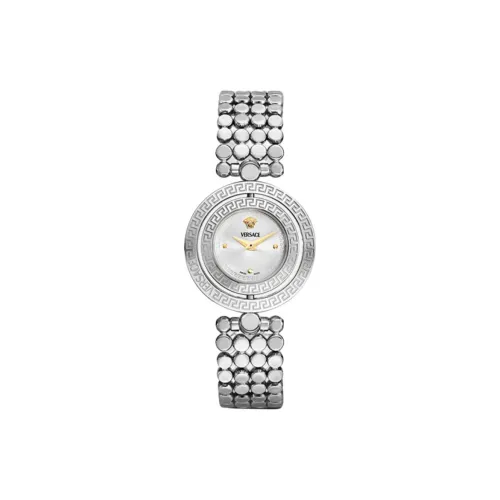 VERSACE Женские часы Кварцевый механизм Ремешок из нержавеющей стали 33,6 мм Серебристый циферблат